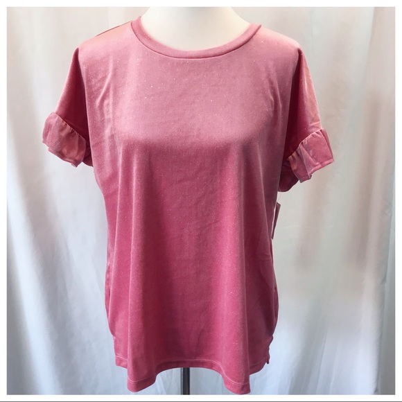 NWT | Old Navy Glitter Velvet Ruffle Sleeve Top - Picture 2 of 4